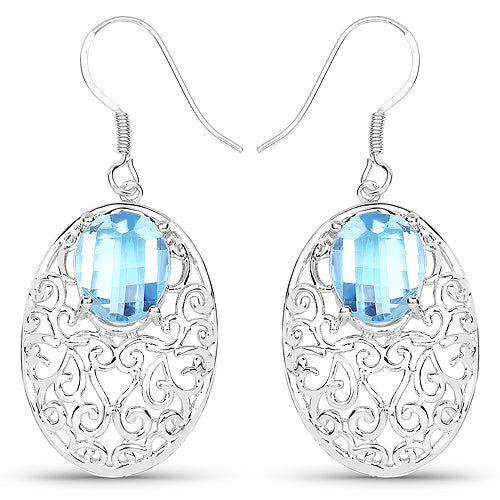 10.72 Carat Genuine Blue Topaz .925 Sterling Silver Earrings on sale at MyriadMart