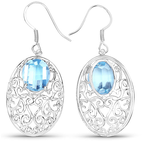 10.72 Carat Genuine Blue Topaz .925 Sterling Silver Earrings on sale at MyriadMart