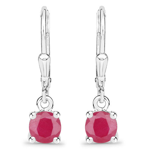 1.20 Carat Genuine Ruby .925 Sterling Silver Earrings on sale at MyriadMart