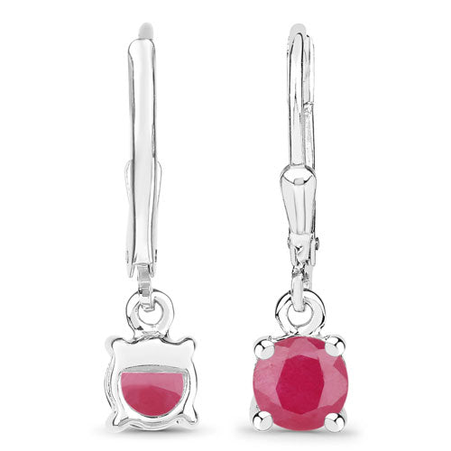 1.20 Carat Genuine Ruby .925 Sterling Silver Earrings on sale at MyriadMart