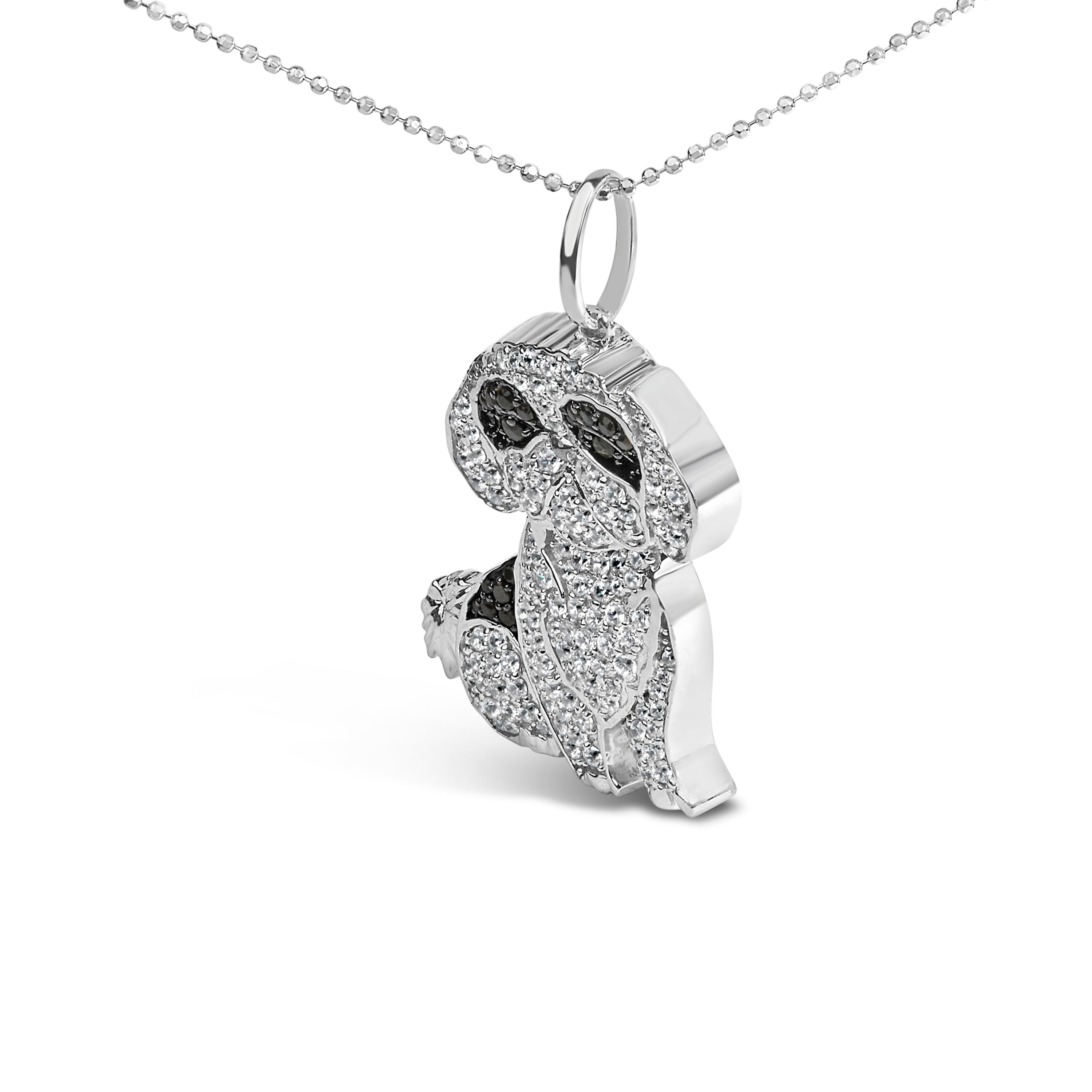 .925 Sterling Silver 1 1/4 Cttw Diamond Shih Tzu Dog Pendant Necklace 18 inch Black and I-J Color, I2-I3 Clarity on sale at MyriadMart