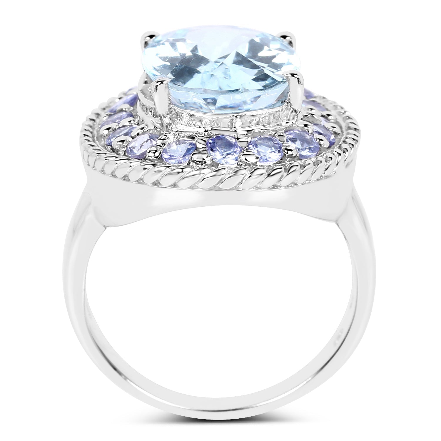 7.41 Carat Genuine Blue Topaz and Tanzanite .925 Sterling Silver Ring on sale at MyriadMart