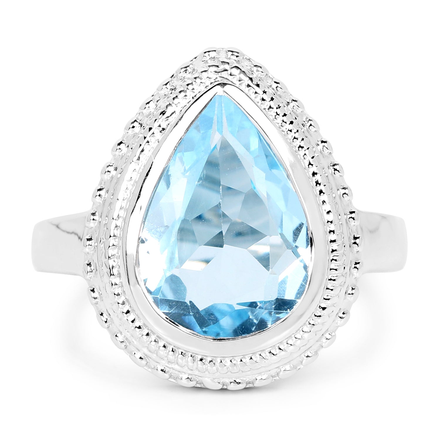 5.30 Carat Genuine Blue Topaz .925 Sterling Silver Ring on sale at MyriadMart