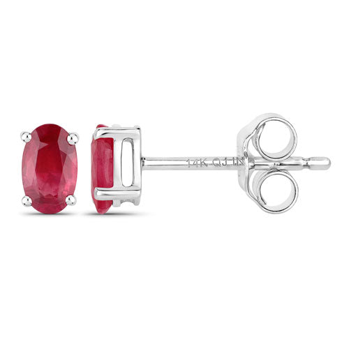 0.54 Carat Genuine Ruby 14K White Gold Earrings on sale at MyriadMart