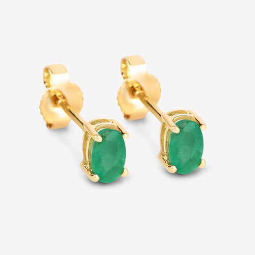 0.38 Carat Genuine Zambian Emerald 10K Yellow Gold Earrings on sale at MyriadMart