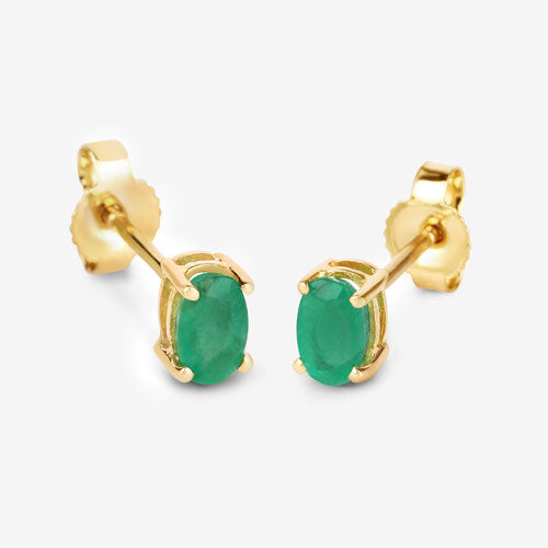 0.38 Carat Genuine Zambian Emerald 10K Yellow Gold Earrings on sale at MyriadMart