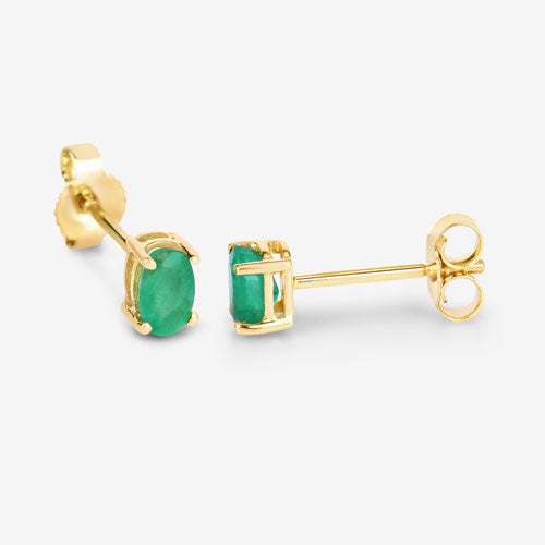 0.38 Carat Genuine Zambian Emerald 10K Yellow Gold Earrings on sale at MyriadMart