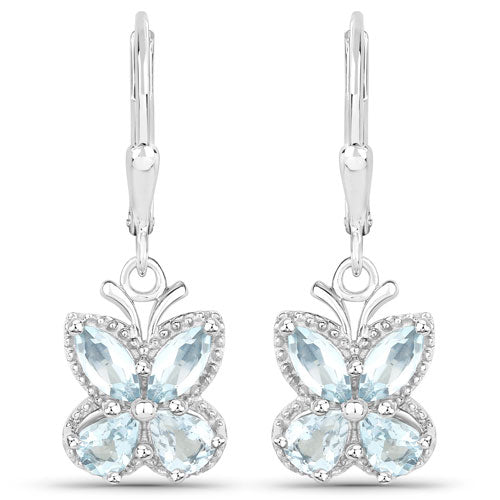 1.76 Carat Genuine Aquamarine .925 Sterling Silver Earrings on sale at MyriadMart