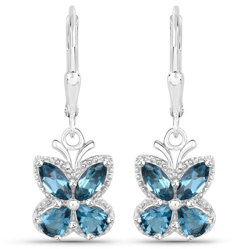 2.32 Carat Genuine London Blue Topaz .925 Sterling Silver Earrings on sale at MyriadMart