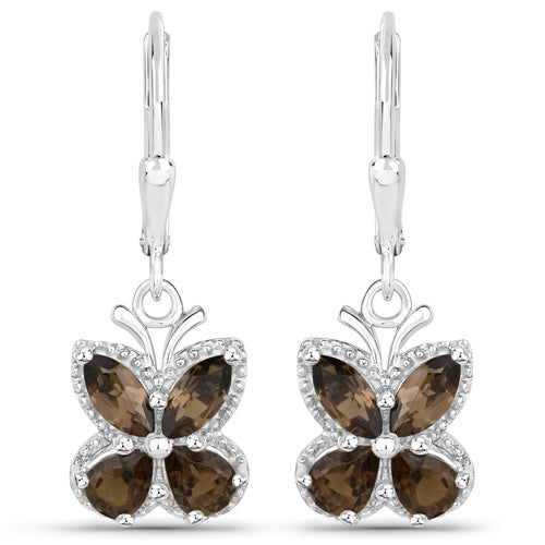 2.20 Carat Genuine Smoky Quartz .925 Sterling Silver Earrings on sale at MyriadMart