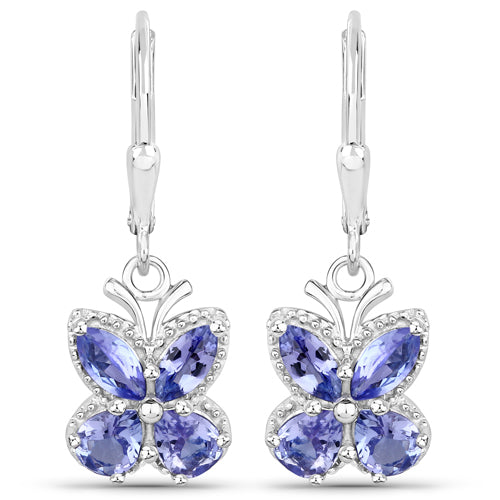 2.08 Carat Genuine Tanzanite .925 Sterling Silver Earrings on sale at MyriadMart