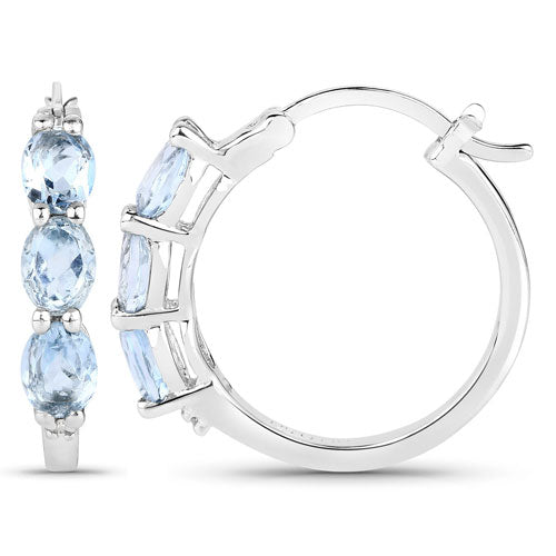 1.75 Carat Genuine Aquamarine and White Diamond .925 Sterling Silver Earrings on sale at MyriadMart