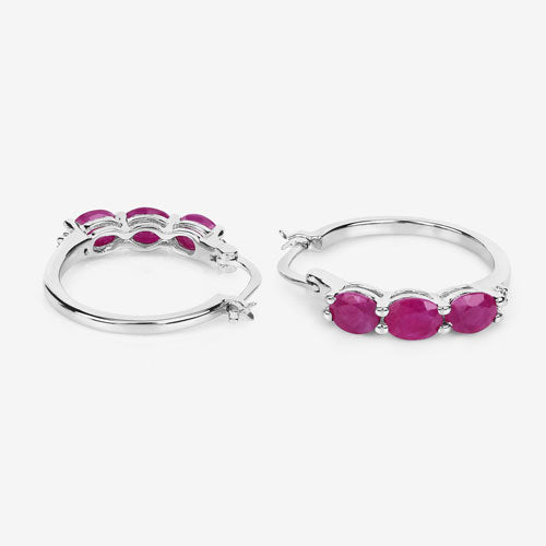 1.81 Carat Genuine Ruby and White Diamond .925 Sterling Silver Earrings on sale at MyriadMart