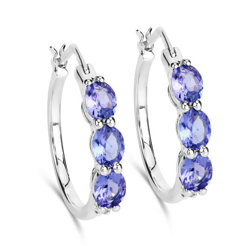 1.99 Carat Genuine Tanzanite and White Diamond .925 Sterling Silver Earrings on sale at MyriadMart