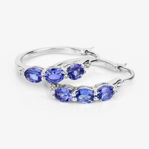 1.99 Carat Genuine Tanzanite and White Diamond .925 Sterling Silver Earrings on sale at MyriadMart