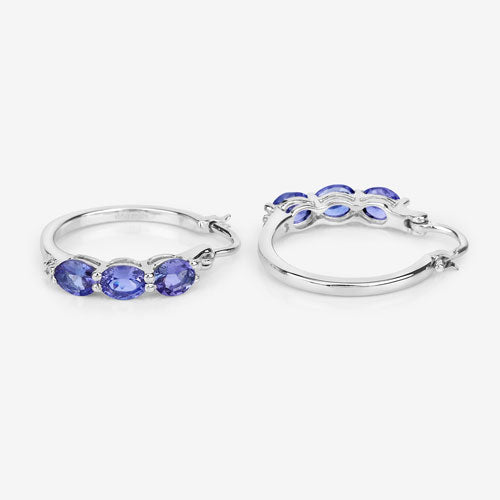 1.99 Carat Genuine Tanzanite and White Diamond .925 Sterling Silver Earrings on sale at MyriadMart