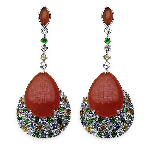 31.07 Carat Genuine Multi Stones .925 Sterling Silver Earrings on sale at MyriadMart