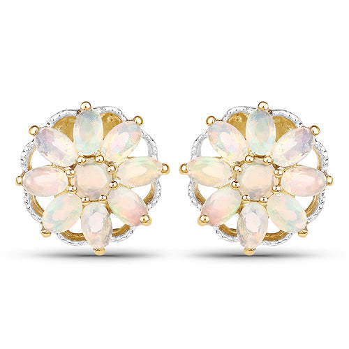 14K Yellow Gold Plated 2.70 Carat Genuine Ethiopian Opal .925 Sterling Silver Earrings on sale at MyriadMart