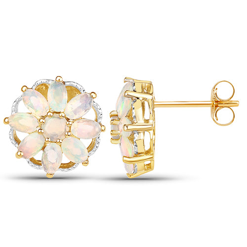14K Yellow Gold Plated 2.70 Carat Genuine Ethiopian Opal .925 Sterling Silver Earrings on sale at MyriadMart