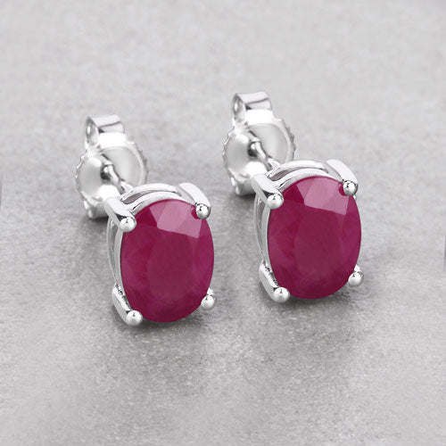1.70 Carat Genuine Ruby 10K White Gold Earrings on sale at MyriadMart