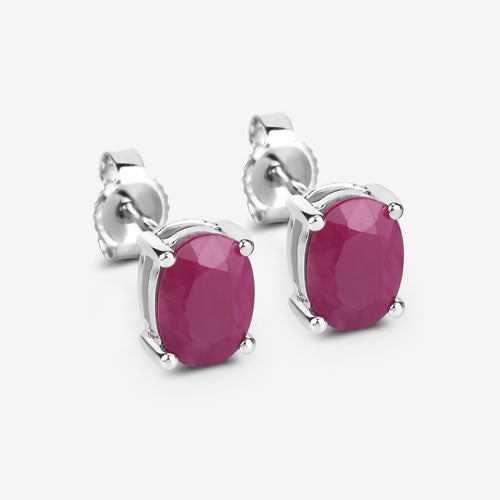1.70 Carat Genuine Ruby 10K White Gold Earrings on sale at MyriadMart
