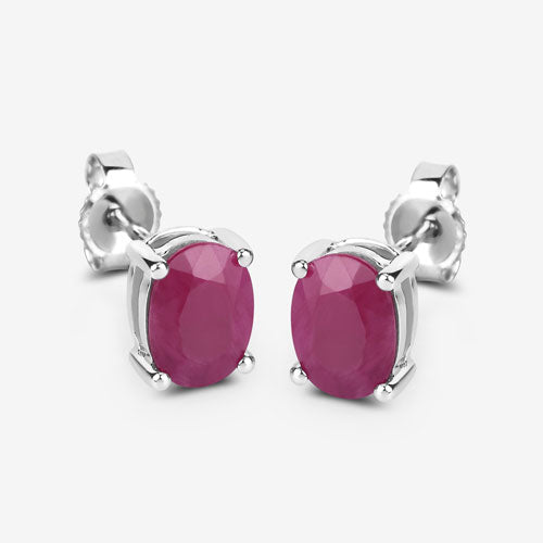 1.70 Carat Genuine Ruby 10K White Gold Earrings on sale at MyriadMart