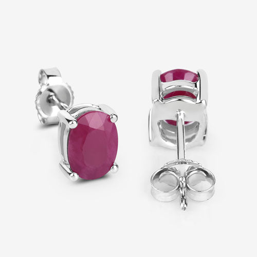 1.70 Carat Genuine Ruby 10K White Gold Earrings on sale at MyriadMart