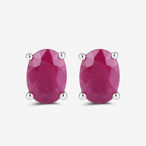 1.70 Carat Genuine Ruby 10K White Gold Earrings on sale at MyriadMart