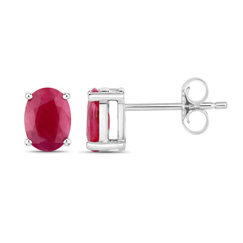 1.70 Carat Genuine Ruby 10K White Gold Earrings on sale at MyriadMart