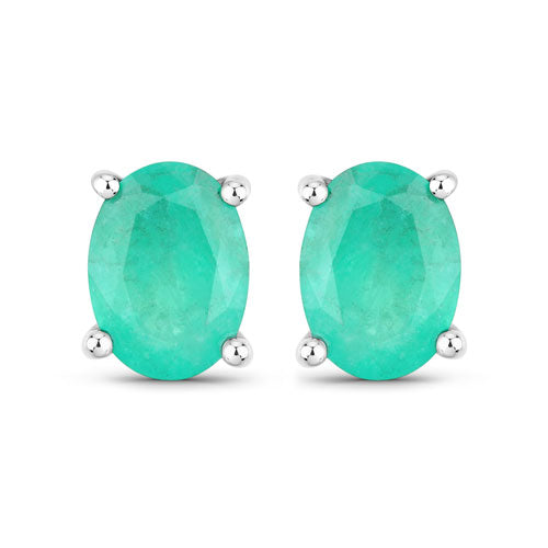 1.44 Carat Genuine Zambian Emerald 10K White Gold Earrings on sale at MyriadMart