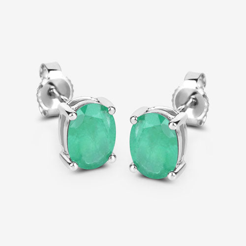 1.44 Carat Genuine Zambian Emerald 10K White Gold Earrings on sale at MyriadMart