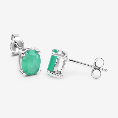 1.44 Carat Genuine Zambian Emerald 10K White Gold Earrings on sale at MyriadMart