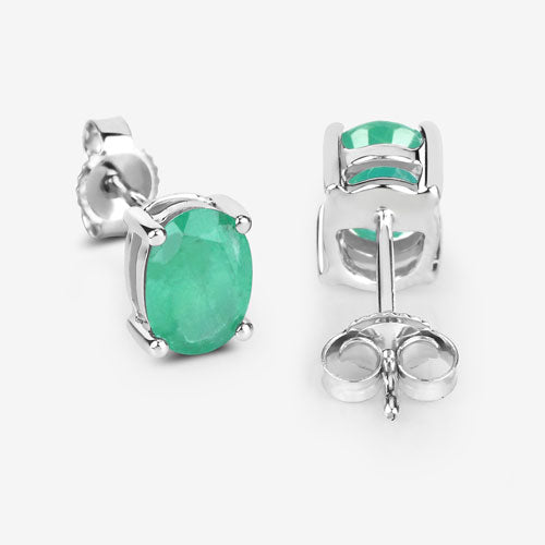 1.44 Carat Genuine Zambian Emerald 10K White Gold Earrings on sale at MyriadMart