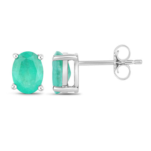 1.44 Carat Genuine Zambian Emerald 10K White Gold Earrings on sale at MyriadMart