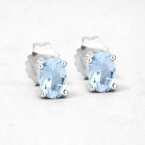 0.72 Carat Genuine Aquamarine .925 Sterling Silver Earrings on sale at MyriadMart