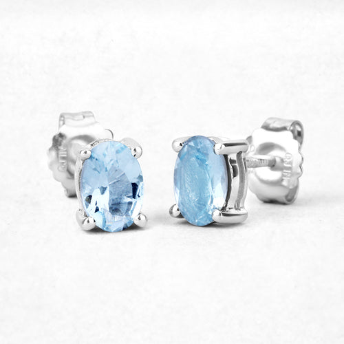 0.72 Carat Genuine Aquamarine .925 Sterling Silver Earrings on sale at MyriadMart
