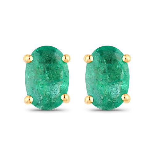 0.88 Carat Genuine Zambian Emerald 10K Yellow Gold Earrings on sale at MyriadMart
