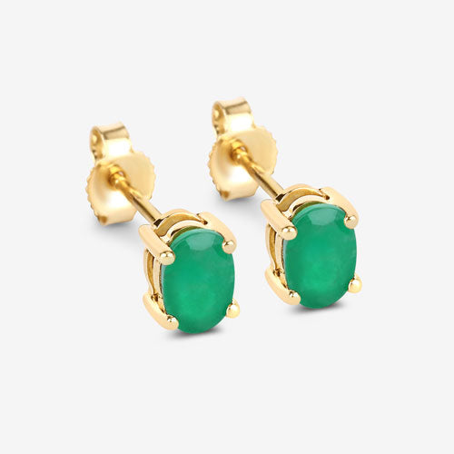 0.88 Carat Genuine Zambian Emerald 10K Yellow Gold Earrings on sale at MyriadMart