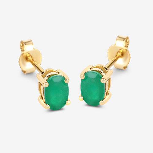 0.88 Carat Genuine Zambian Emerald 10K Yellow Gold Earrings on sale at MyriadMart