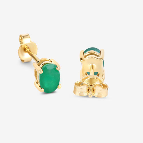 0.88 Carat Genuine Zambian Emerald 10K Yellow Gold Earrings on sale at MyriadMart