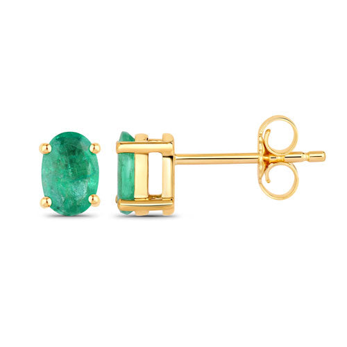 0.88 Carat Genuine Zambian Emerald 10K Yellow Gold Earrings on sale at MyriadMart