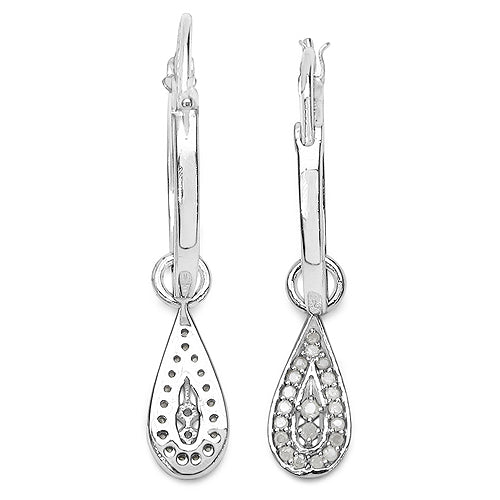 0.28 Carat Genuine White Diamond .925 Sterling Silver Earrings on sale at MyriadMart