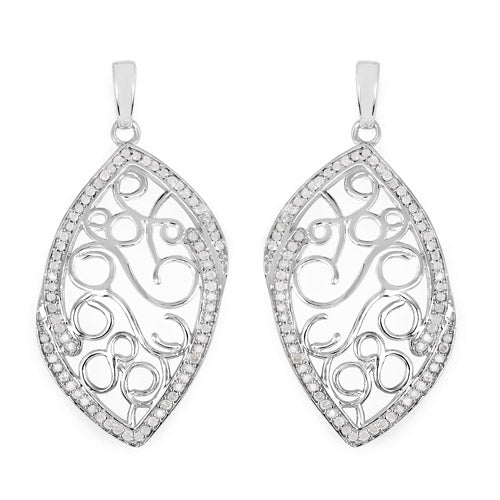 0.73 Carat Genuine White Diamond .925 Sterling Silver Earrings on sale at MyriadMart