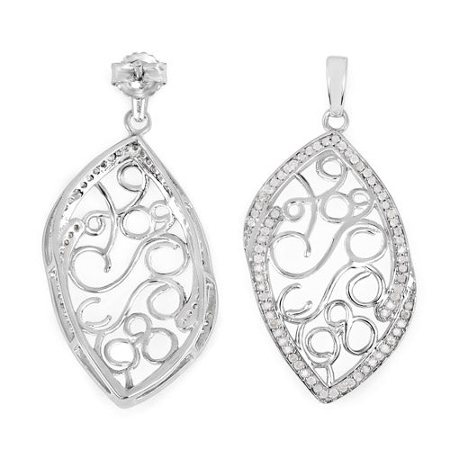 0.73 Carat Genuine White Diamond .925 Sterling Silver Earrings on sale at MyriadMart
