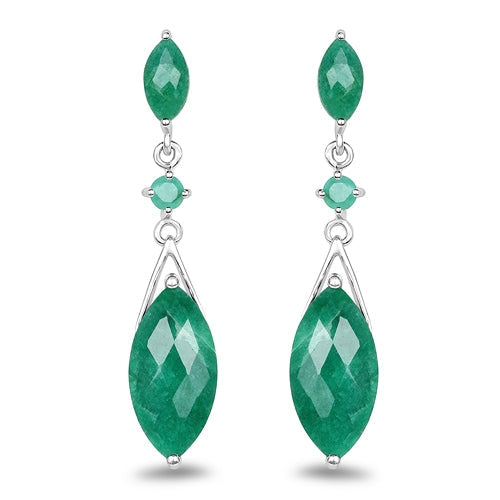 8.52 Carat Dyed Emerald & Emerald .925 Sterling Silver Earrings on sale at MyriadMart