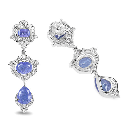 7.73 Carat Genuine Tanzanite and White Topaz .925 Sterling Silver Earrings on sale at MyriadMart