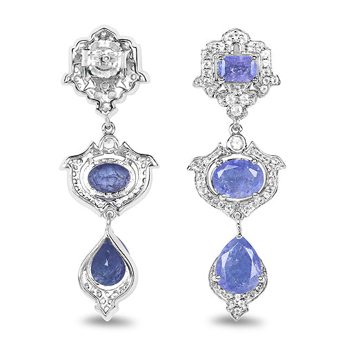 7.73 Carat Genuine Tanzanite and White Topaz .925 Sterling Silver Earrings on sale at MyriadMart