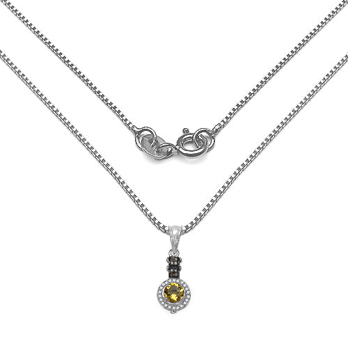 1.00 Carat Genuine Citrine, Champagne Diamond & White Diamond .925 Sterling Silver Pendant on sale at MyriadMart