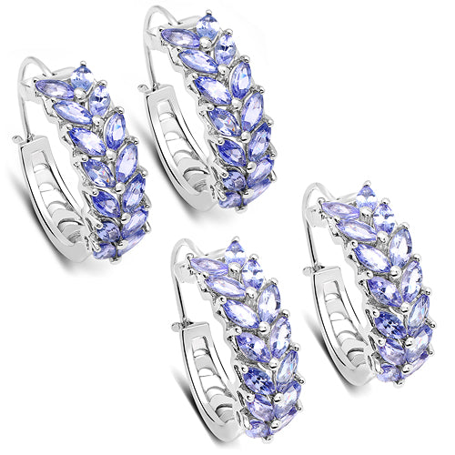 3.92 Carat Genuine Tanzanite .925 Sterling Silver Earrings on sale at MyriadMart