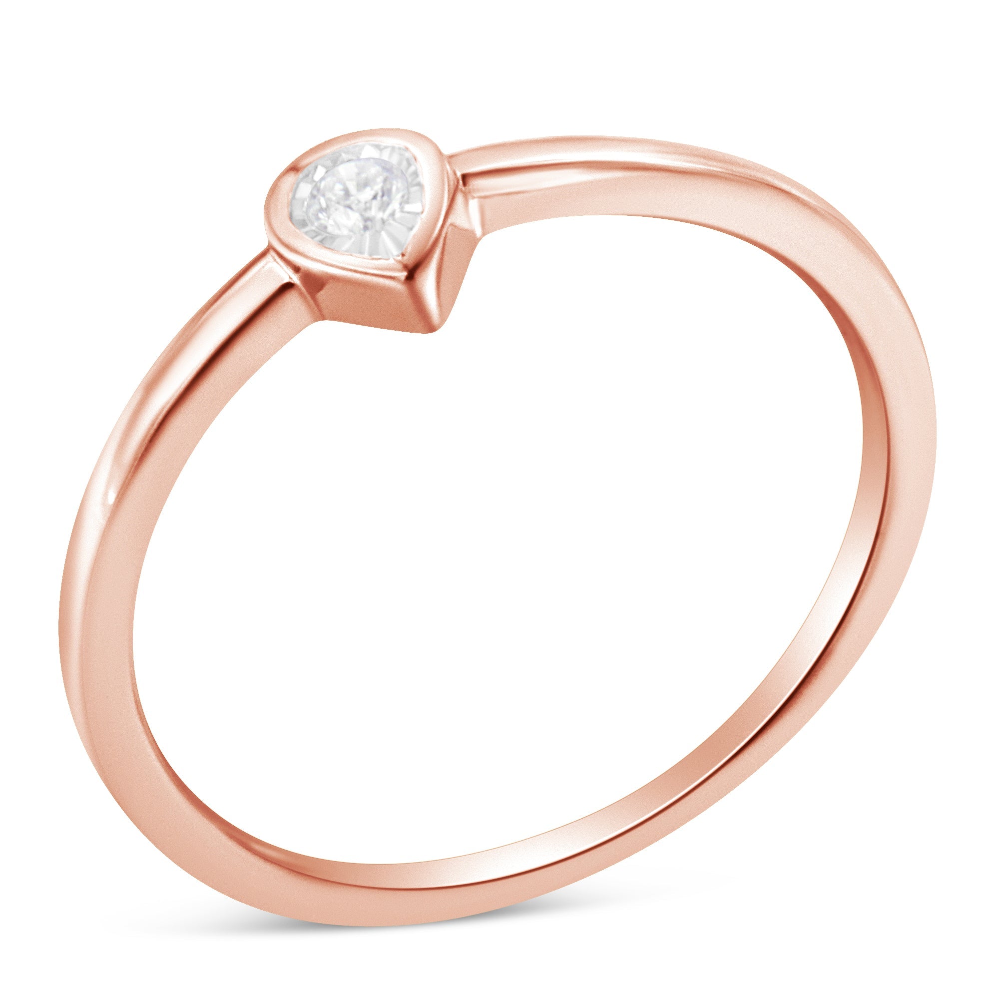 14K Rose Gold Plated .925 Sterling Silver 1/20 Carat Diamond Teardrop Pear-Shaped Miracle Set Petite Fashion Ring J-K Color, I1-I2 Clarity - Size 6 on sale at MyriadMart